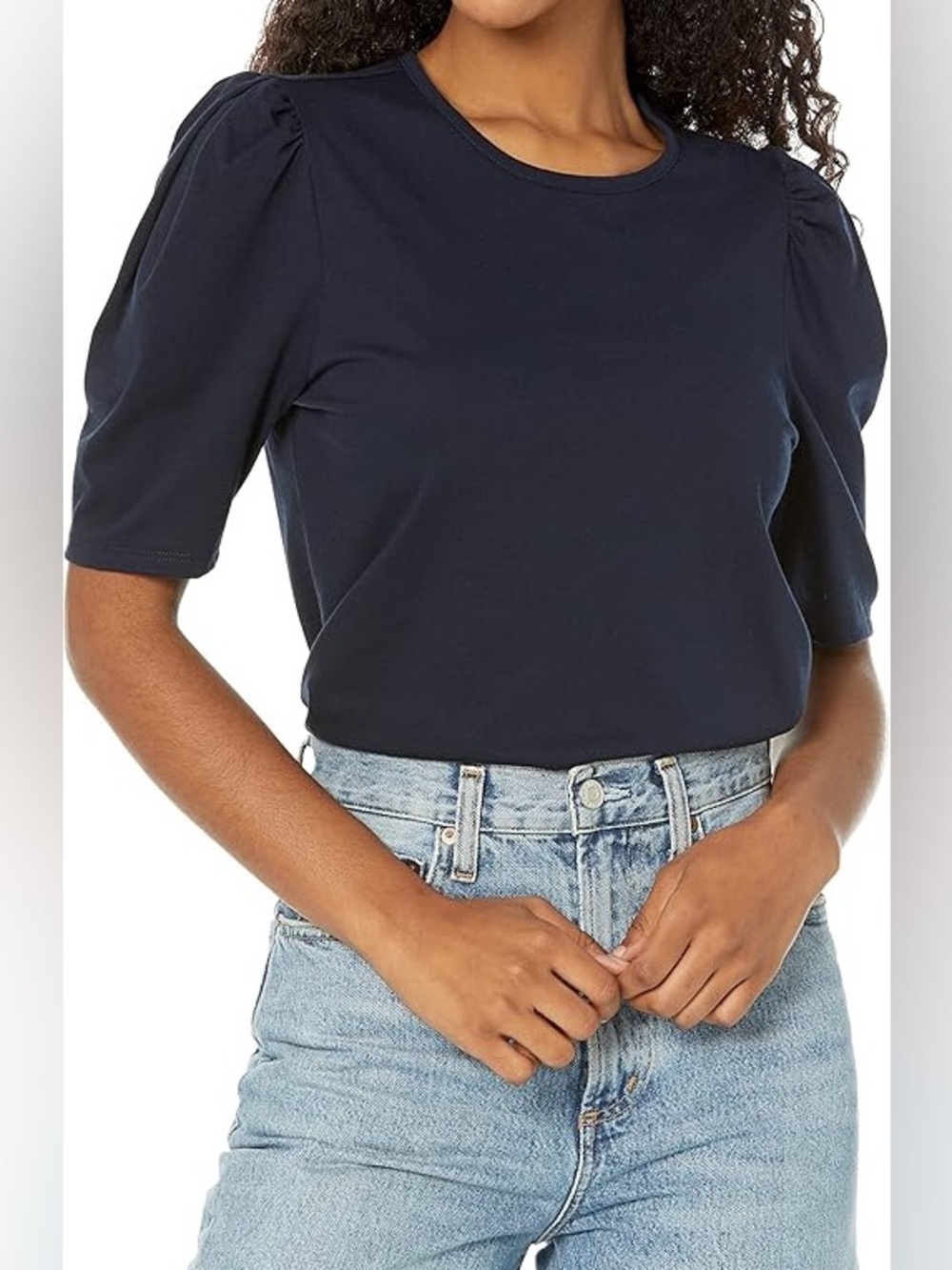 Rebecca Taylor Navy Puff Sleeve Short Sleeve Tee
